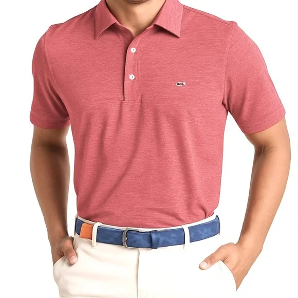 Vineyard Vines St. Kitts Bowline Fit Heathered Red Polo Shirt - Picture 1 of 10